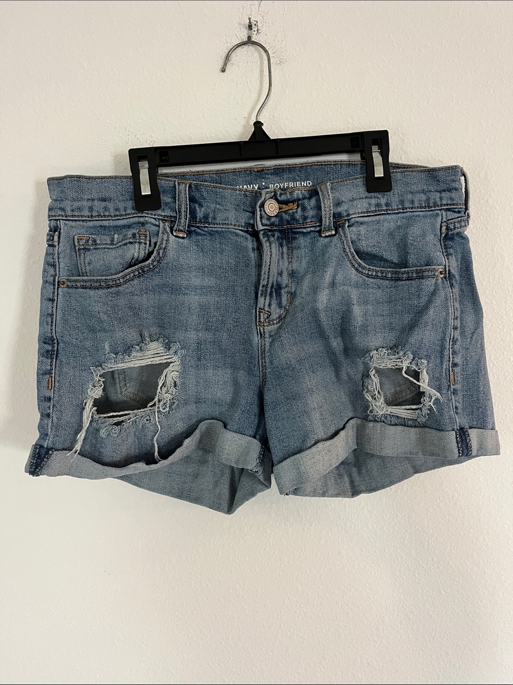 Old Navy Boyfriend Fit Distressed Rolled Cuff Denim Shorts